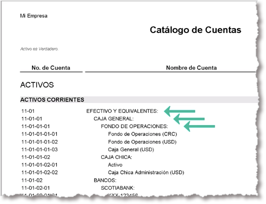 Estructura del catálogo de cuentas FinanzaPro