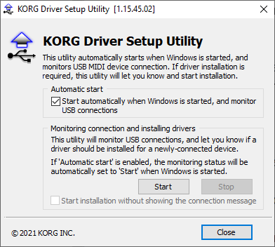Disabling device monitoring for the Korg MIDI Driver Setup utility - Korg Support
