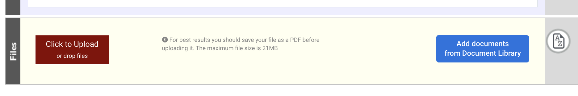 the upload and add files from Resources buttons in a meeting agenda item