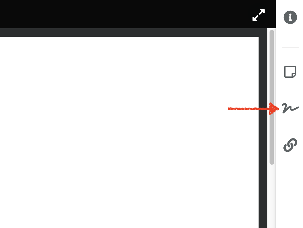 Highlighting the signature icon in the toolbar.