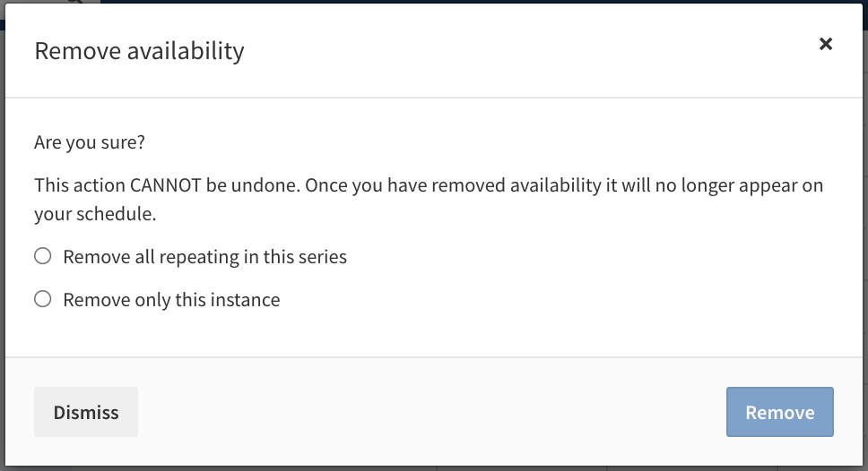 Confirmation screen when deleting a shift or shift pattern