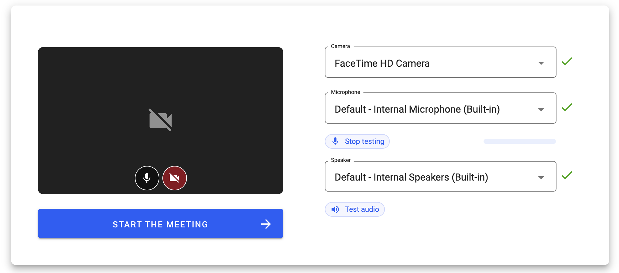 24sessions meeting device check screen