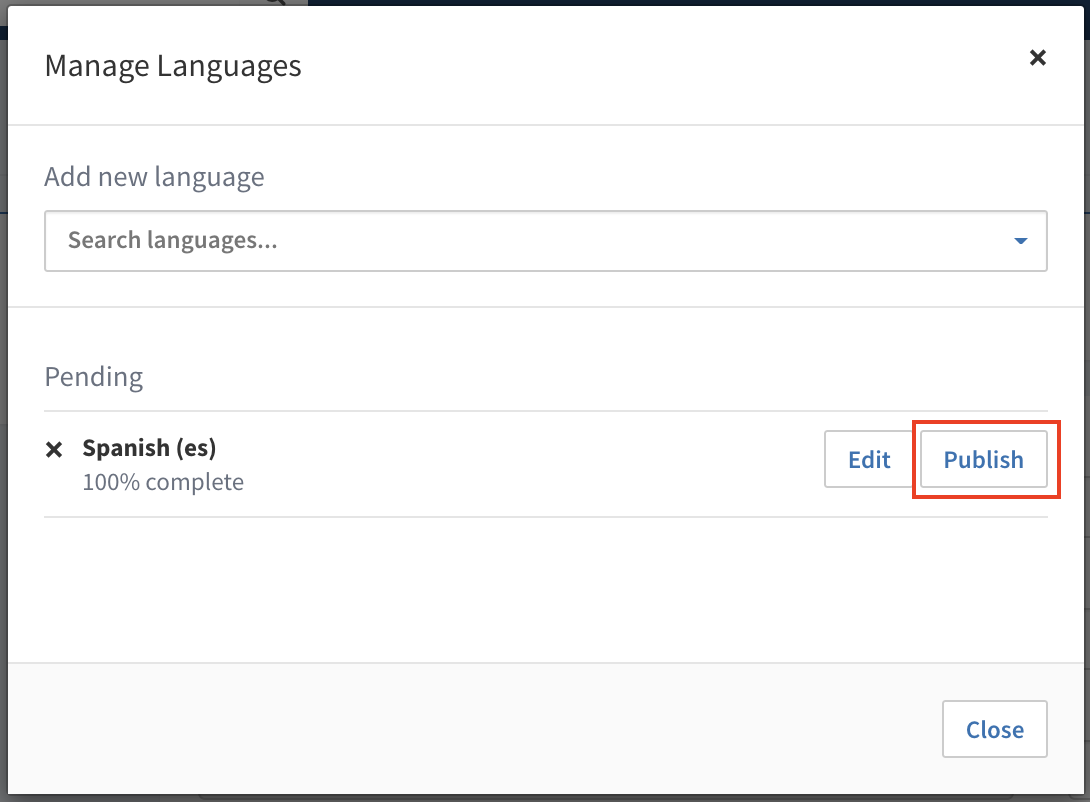 Publishing a language translation in JRNI Studio