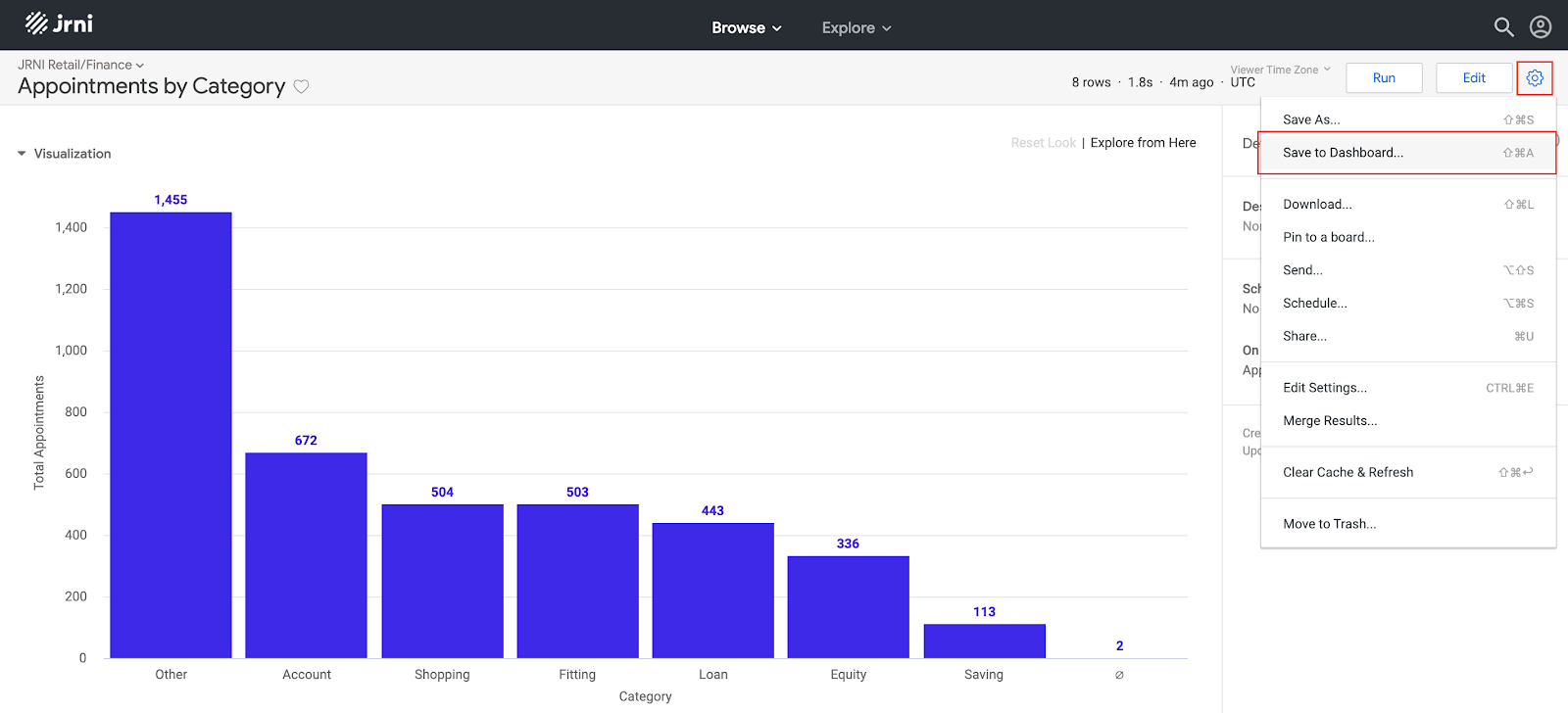 Create a dashboard from a report