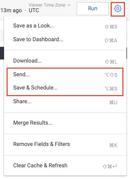 Send and Schedule options from the Explore page