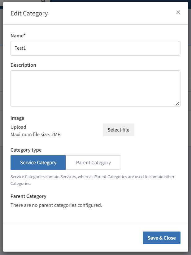 Creation fields for category