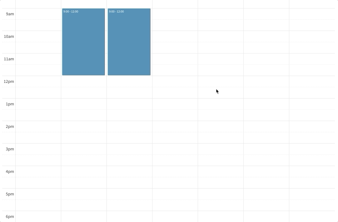 Selecting a time slot from the resource calendar