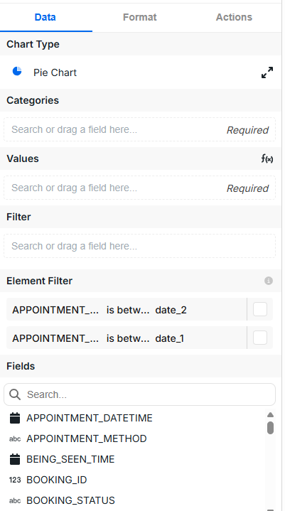 View of Categories, Values and Filter