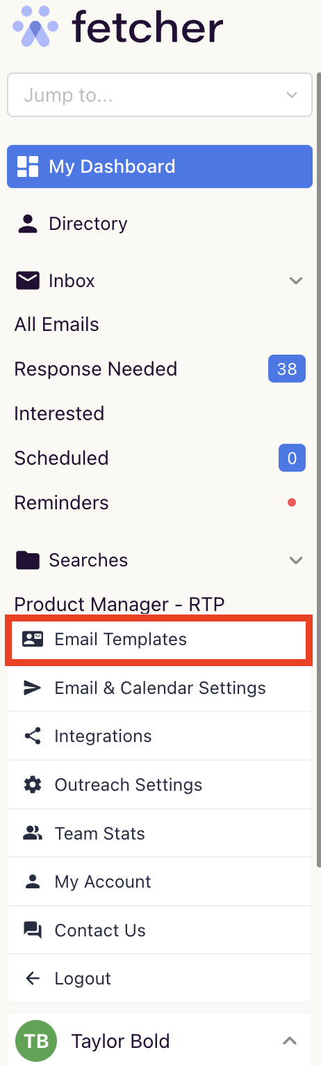 Email Templates Section