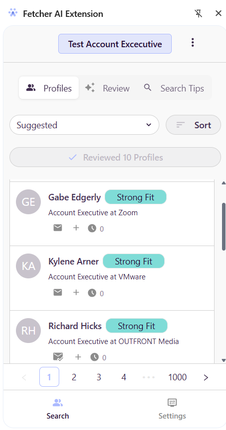 review profile tab extension