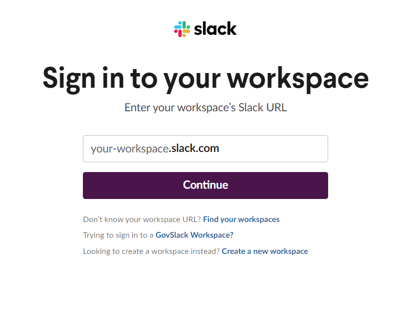 sign in slack