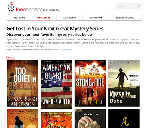 Example of Series Discovery section on Website