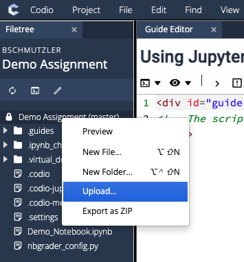 Uploading a Jupyter Notebook
