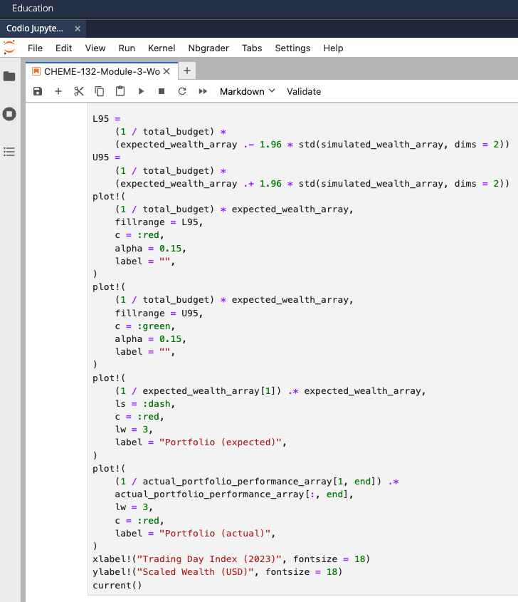 Second cell with reformatted Julia code (second image)