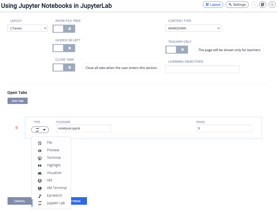 Guide Layout for using Jupyter Notebooks in JupyterLab