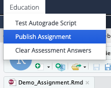 Select Education > Publish Assignment