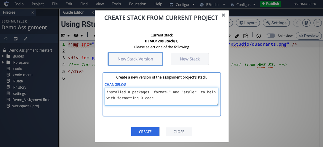 Create new version of stack