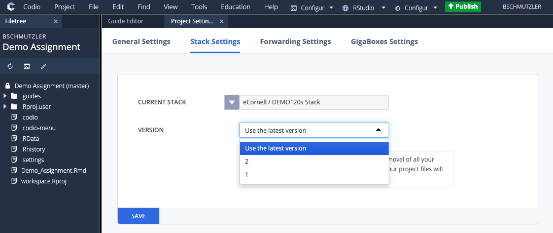 Check that your assignment is using the latest version of your stack