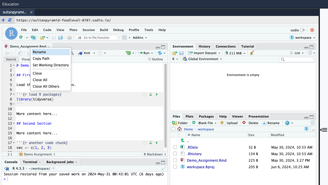 Rename the R Markdown file in the duplicated assignment