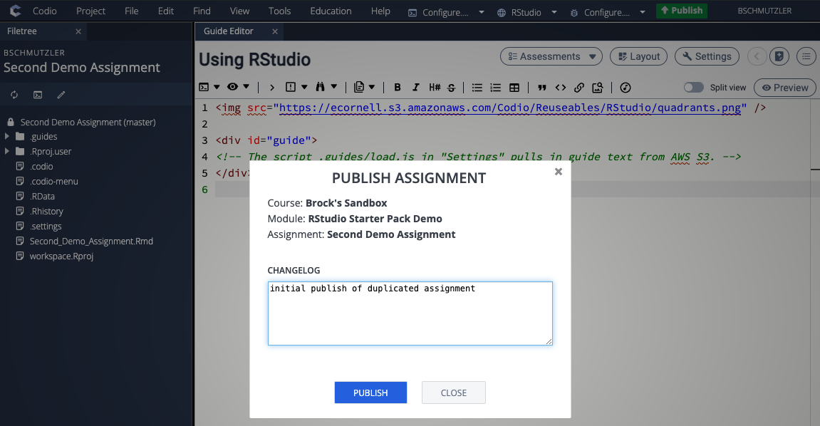 Initial publish of duplicated assignment