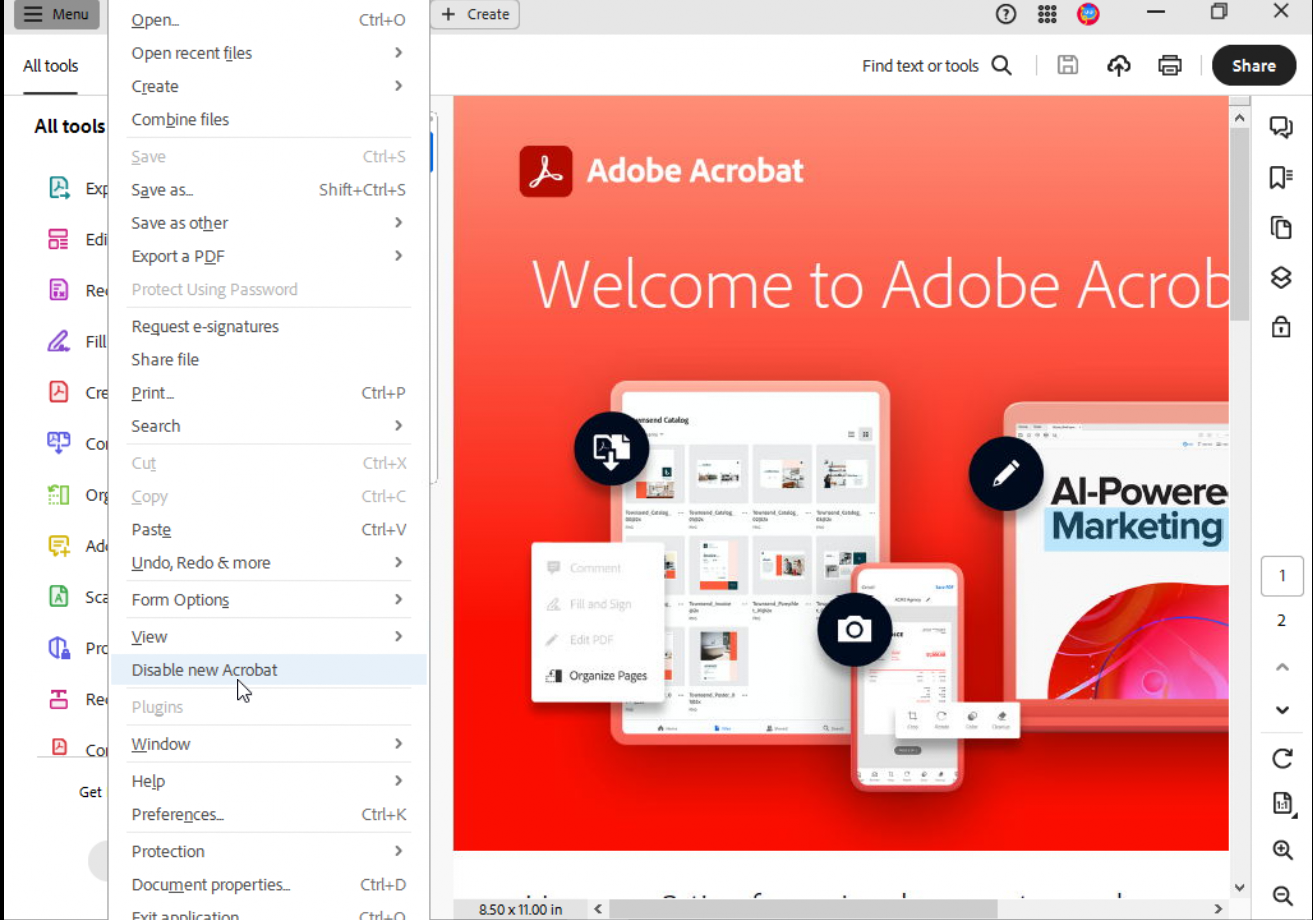 Change New Adobe Acrobat Pro to Old Adobe Acrobat Pro - Cloud ...