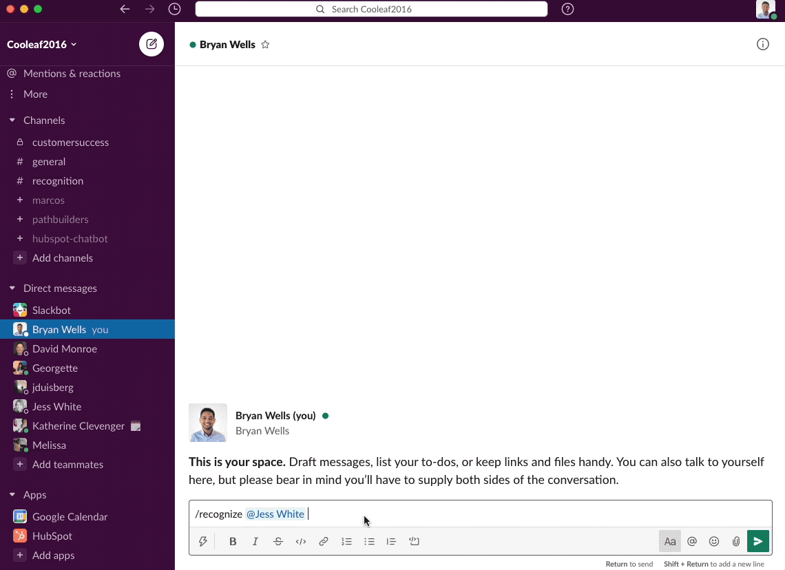 How Do I Recognize Someone On Slack Cooleaf Support Center