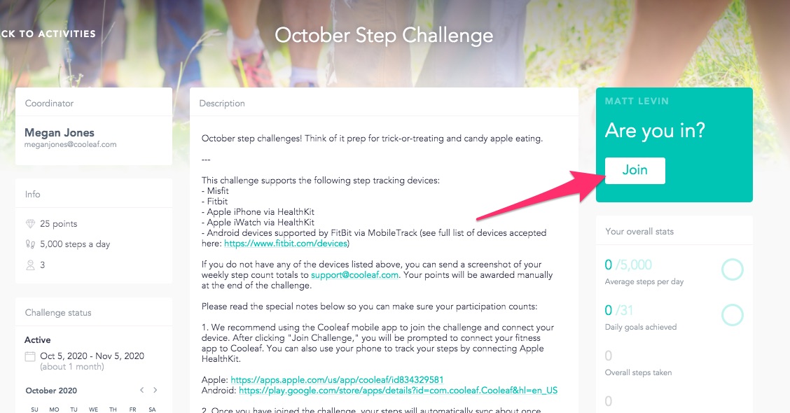 How Do I Join A Step Challenge Cooleaf Support Center