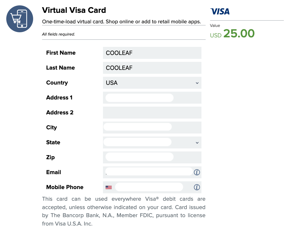 Virtual & Physical Visa Gift Cards My Digital Wallet Cooleaf