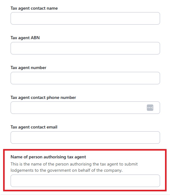 Name of person authorising tax agent to submit STP in Reckon One