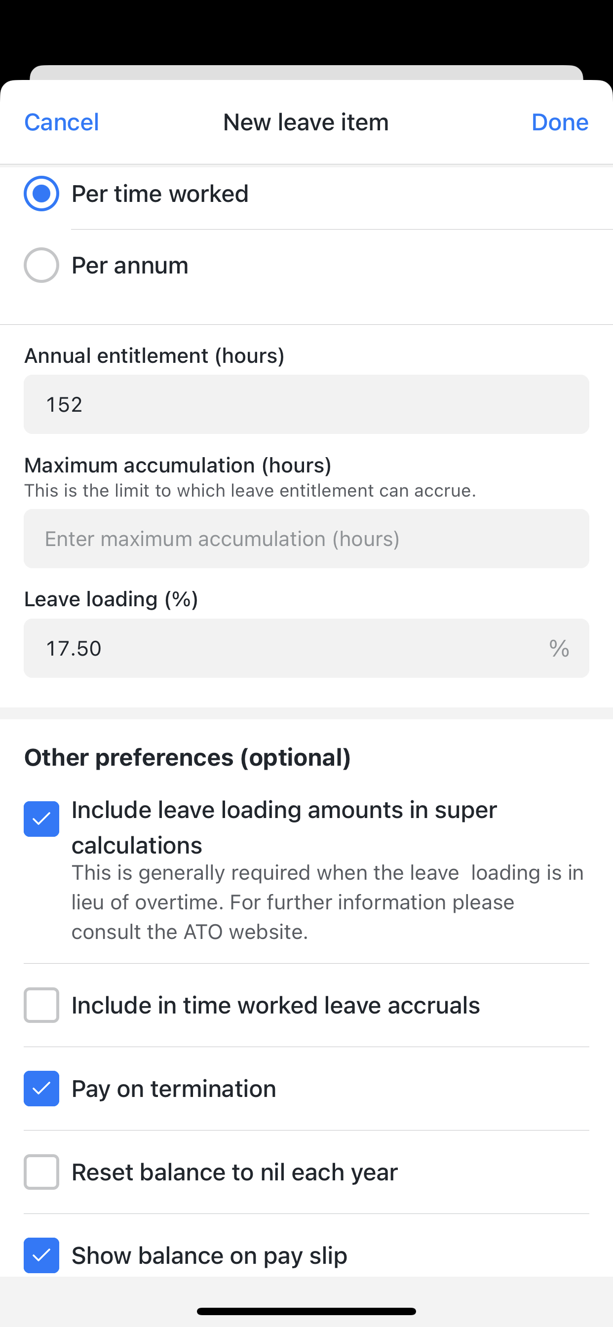 Annual leave - Other preferences