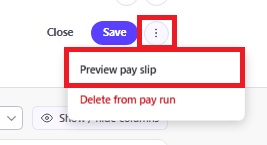 Preview pay slip menu item when editing an employee's pay