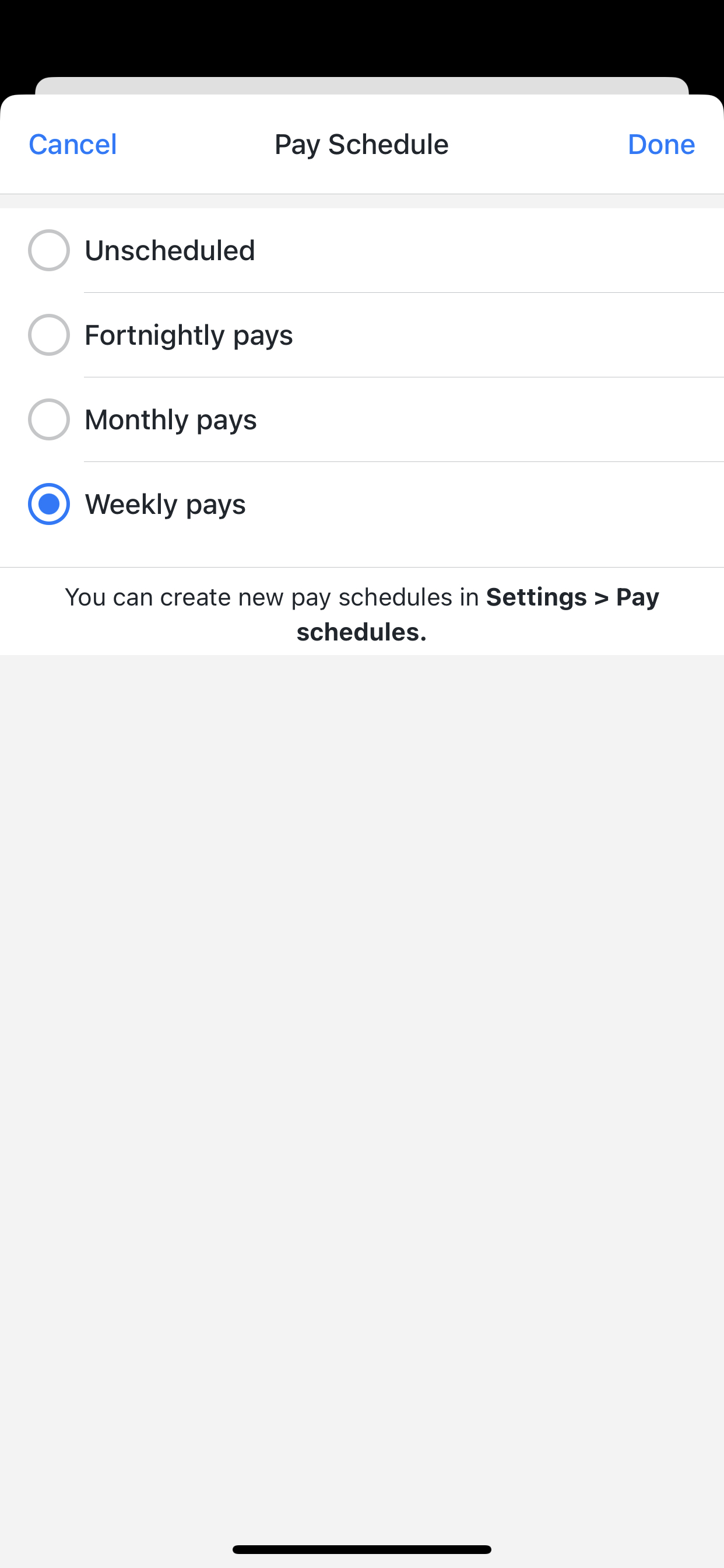Pay schedule 