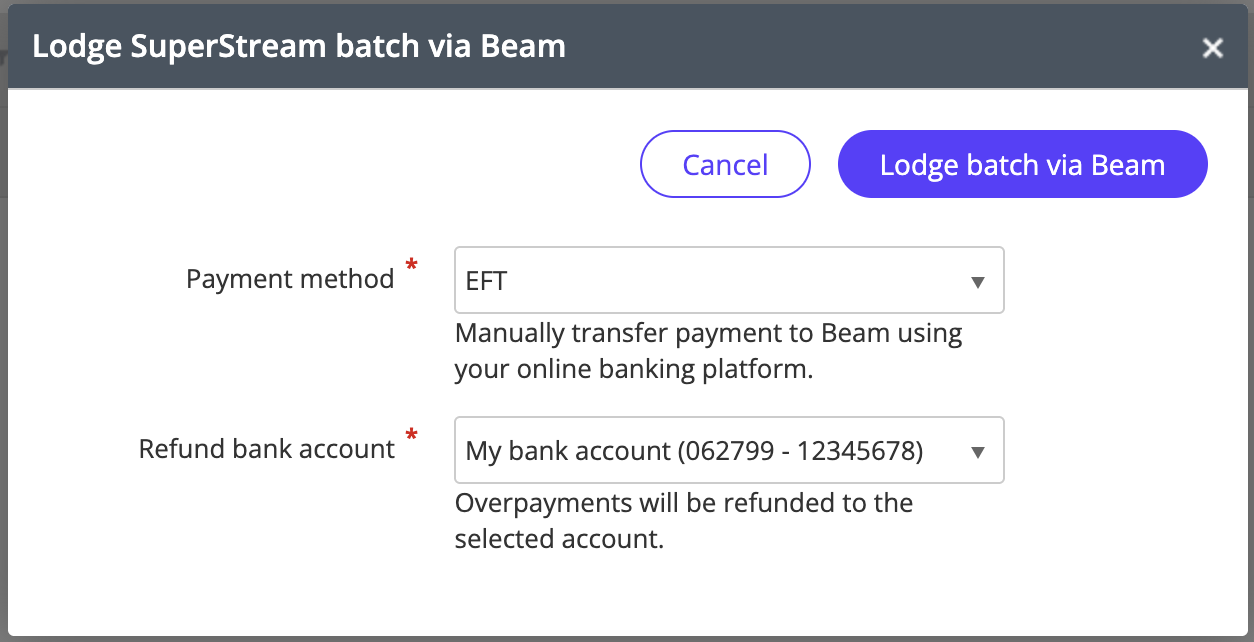 Lodge SuperStream batch screen