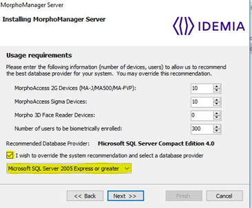 Installing the Morpho Manager Server Software for use with PremiSys ...