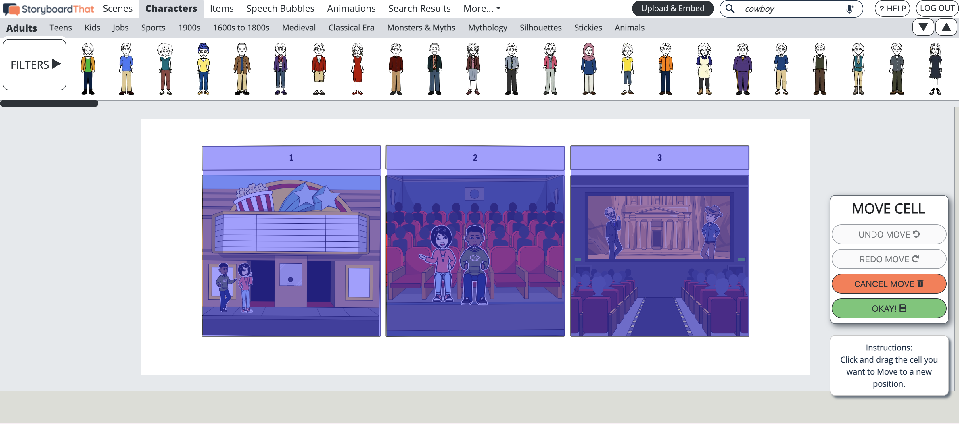 how to move cells in storyboard software - Step 3