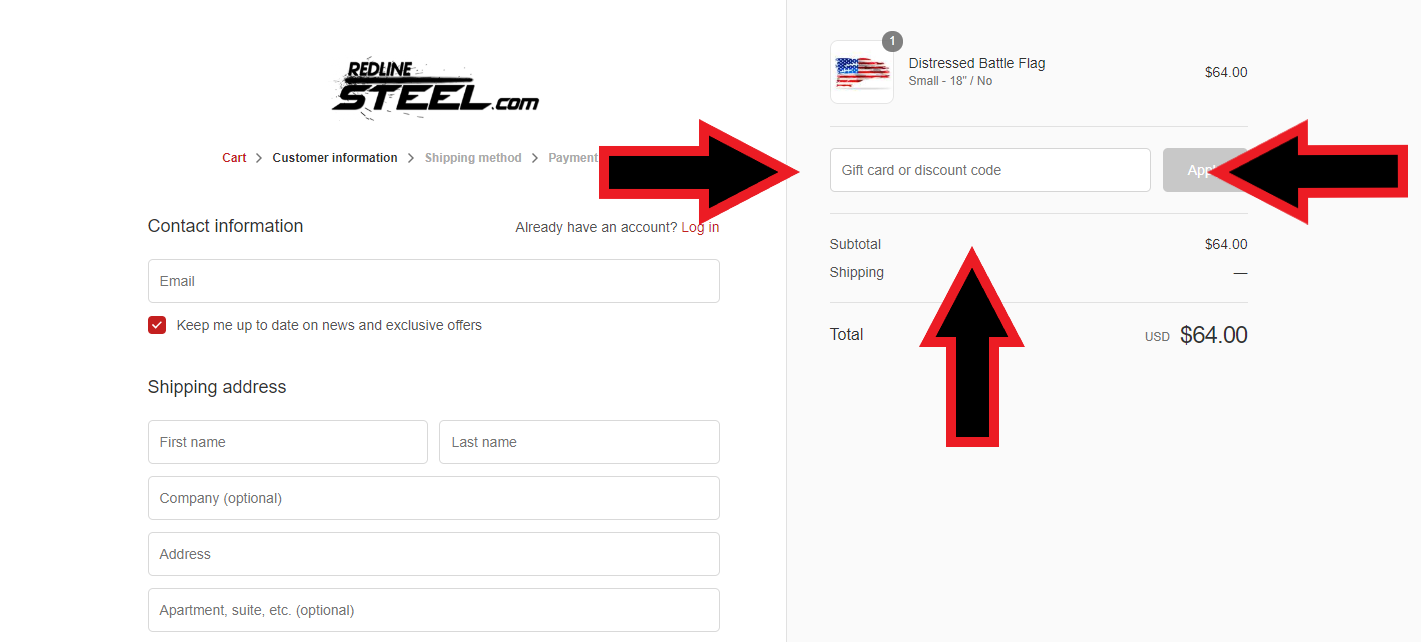 Applying My Discount Code And Or Gift Card To My Order Redline Support Center
