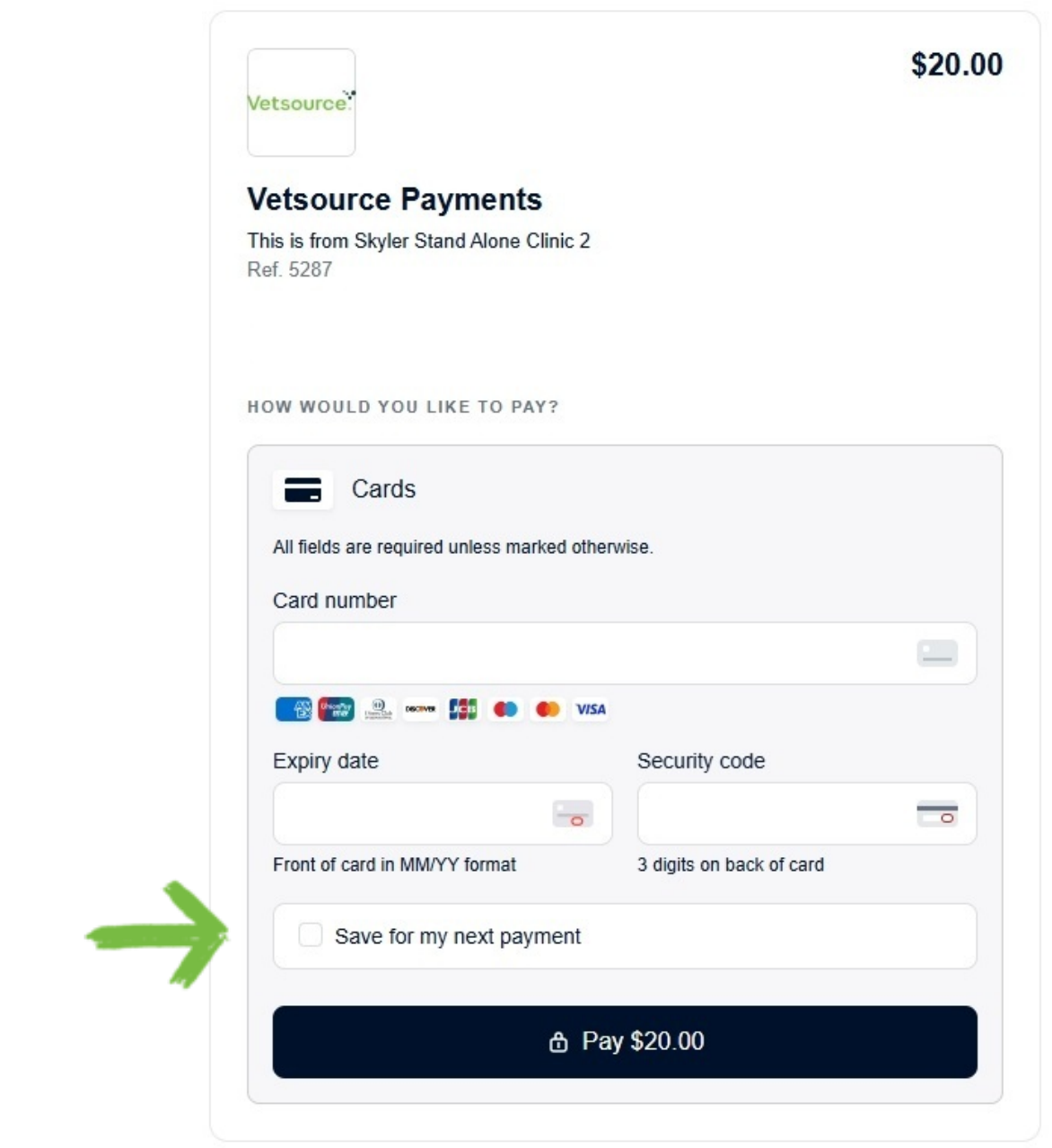 Pay by link pop up image