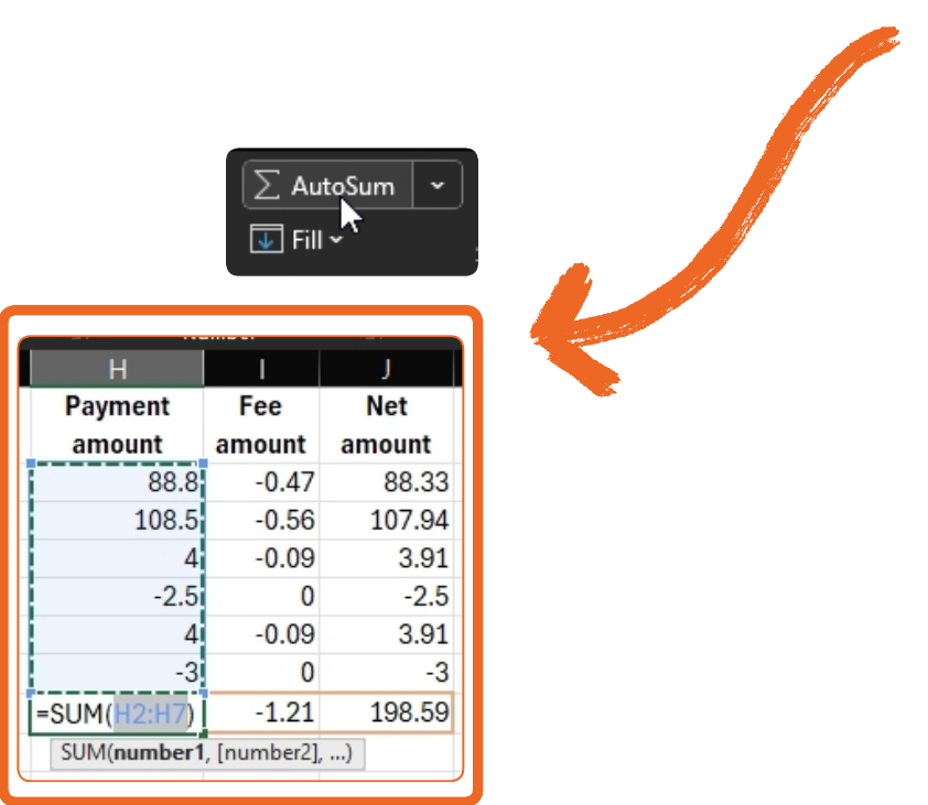 An illustration representing Excel's AutoSum function