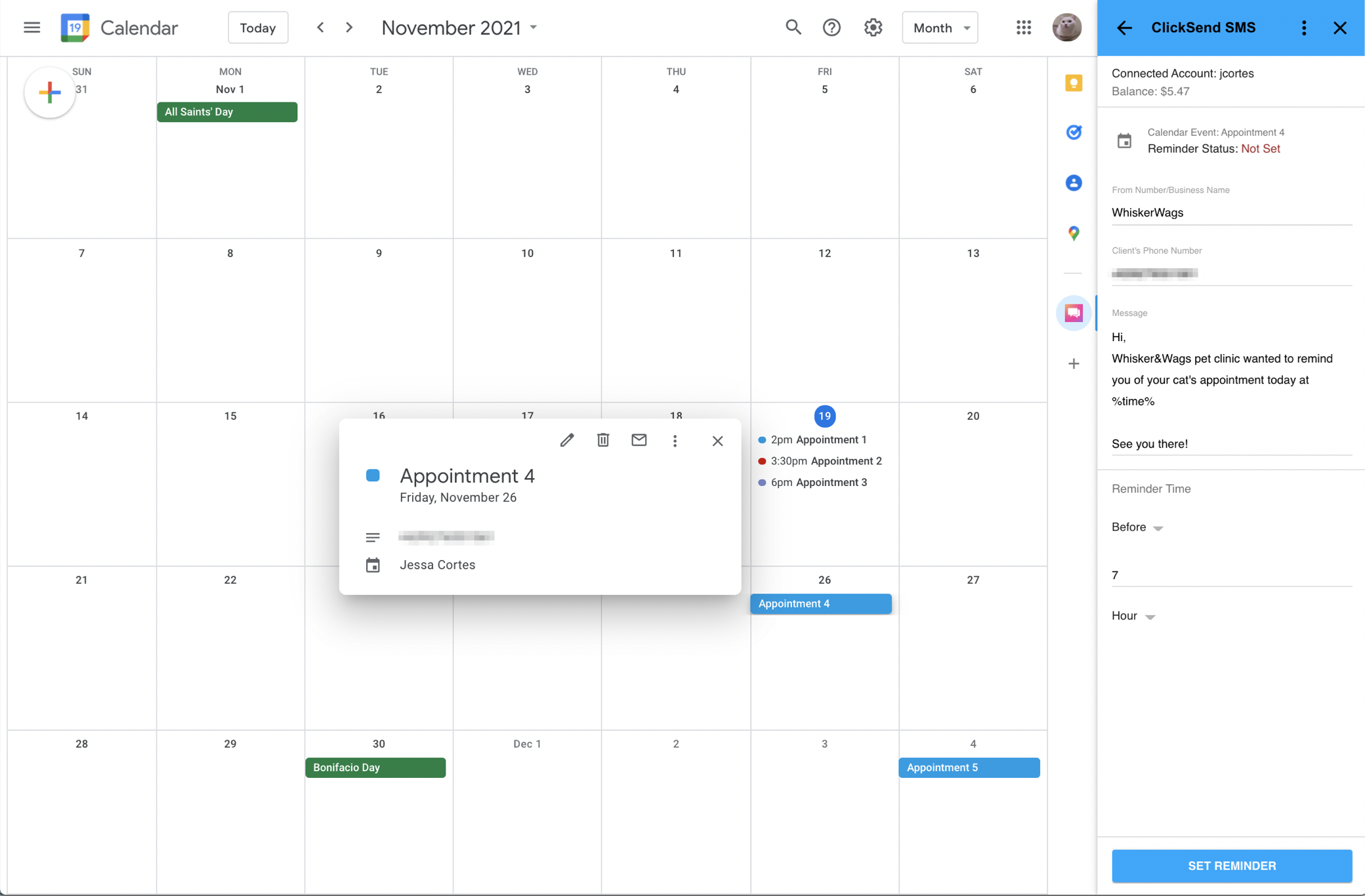 Send SMS with Google Calendar ClickSend Help Docs