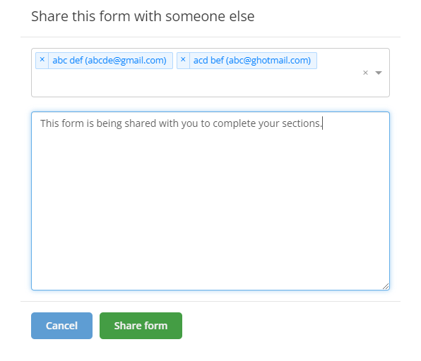 Share form with colleague