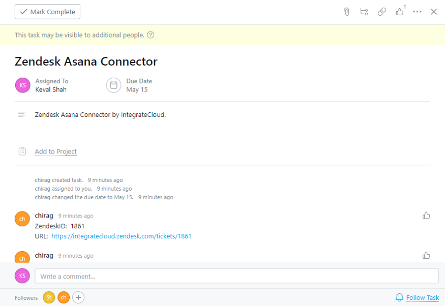 Zendesk Asana Connector