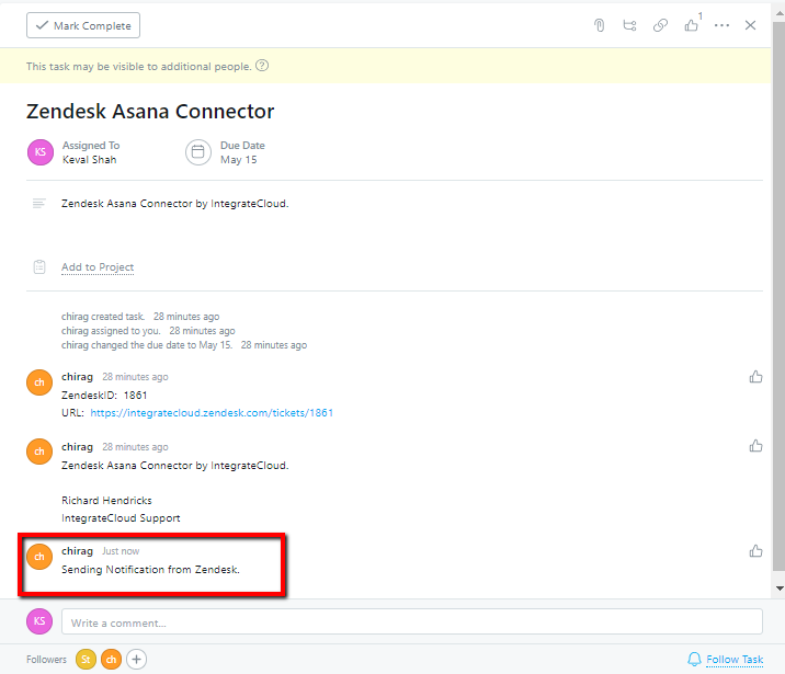 Zendesk Asana Connector