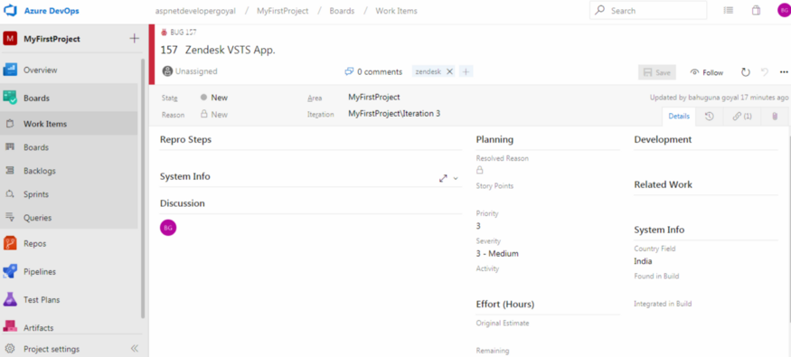 Zendesk Visual studio AzureDevops