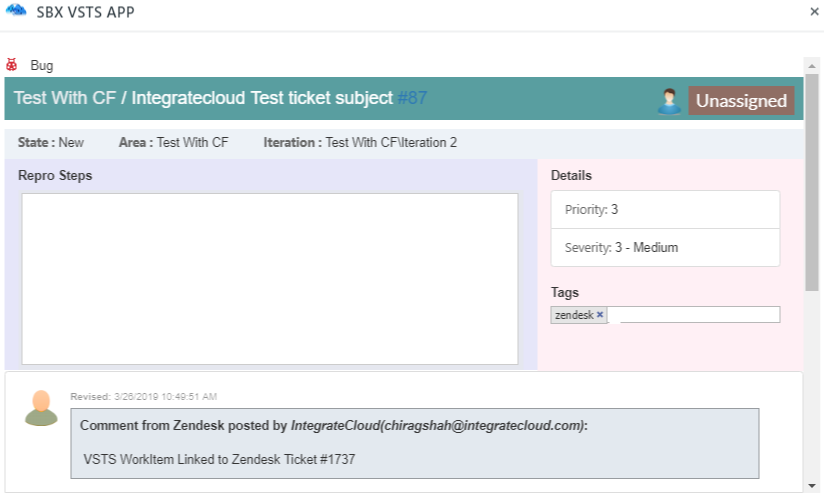 Zendesk Visual studio AzureDevops