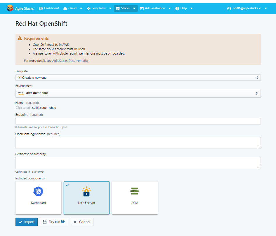 Import Red Hat OpenShift Cluster