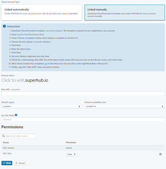 Manually Linked AWS Account