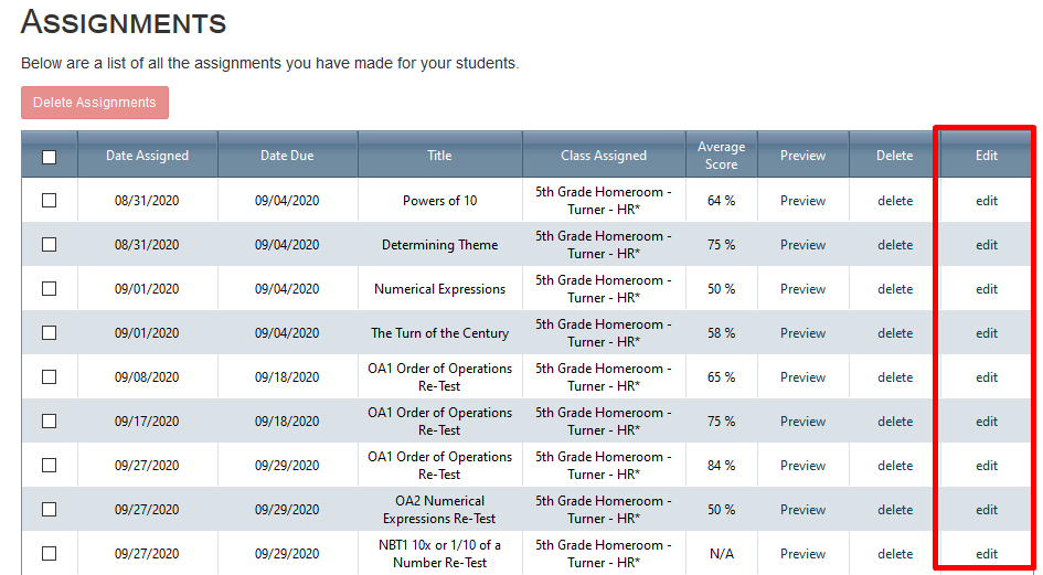 assignment due date has been changed