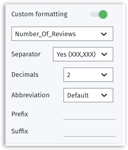 Number formatting for charts