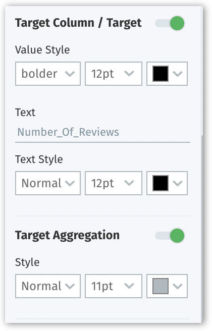 Applying text formatting for target values in KPI charts