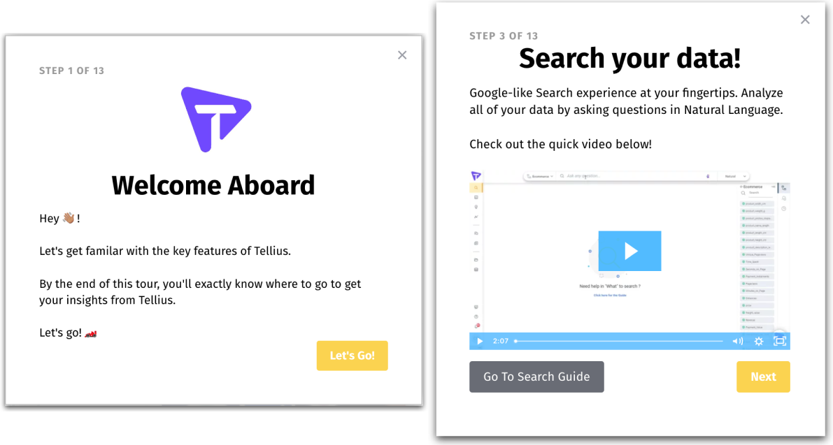 In-app product tutorials for quick onboarding